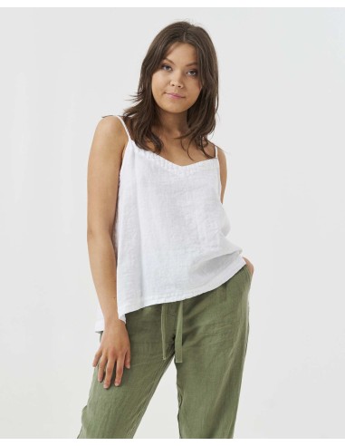 TOP CON SPALLINA SOTTILE IN 100% LINO  "BELLA"