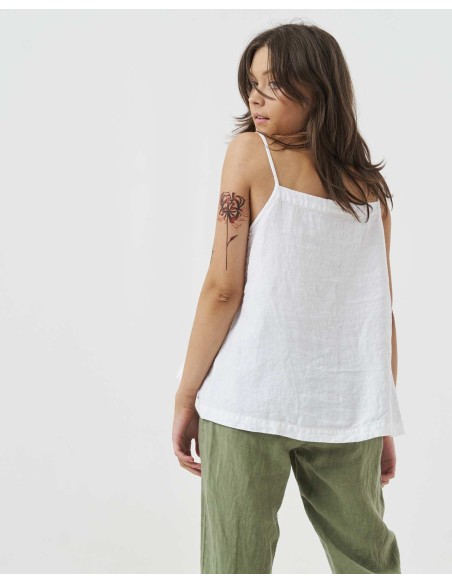 TOP CON SPALLINA SOTTILE IN 100% LINO  "BELLA"