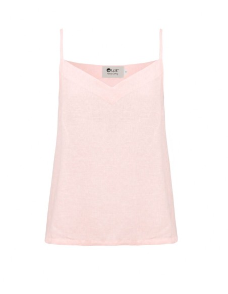 TOP CON SPALLINA SOTTILE IN 100% LINO  "BELLA"