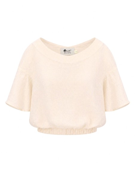 BLUSA IN 100% LINO A PALLONCINO "LAGOS"