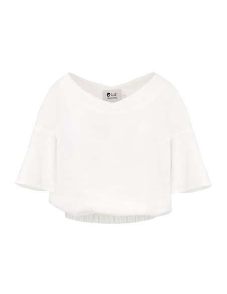 BLUSA IN 100% LINO A PALLONCINO "LAGOS"