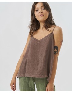 TOP CON SPALLINA SOTTILE IN 100% LINO  "BELLA"