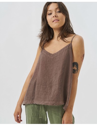 TOP CON SPALLINA SOTTILE IN 100% LINO  "BELLA"