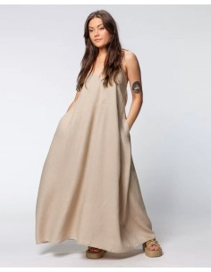 ABITO LUNGO INCROCIATO IN 100% LINO  "ARUBA"