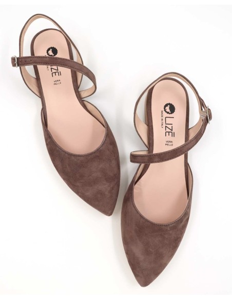 SLINGBACK IN CAMOSCIO CON FONDO CUOIO "DELIGHT"