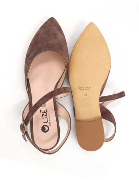 SLINGBACK IN CAMOSCIO CON FONDO CUOIO "DELIGHT"