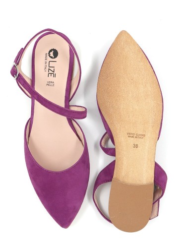 SLINGBACK IN CAMOSCIO CON FONDO CUOIO "DELIGHT"