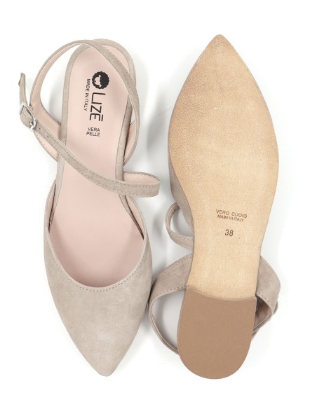 SLINGBACK IN CAMOSCIO CON FONDO CUOIO "DELIGHT"