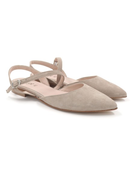 SLINGBACK IN CAMOSCIO CON FONDO CUOIO "DELIGHT"