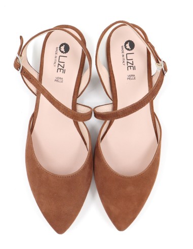 SLINGBACK IN CAMOSCIO CON FONDO CUOIO "DELIGHT"