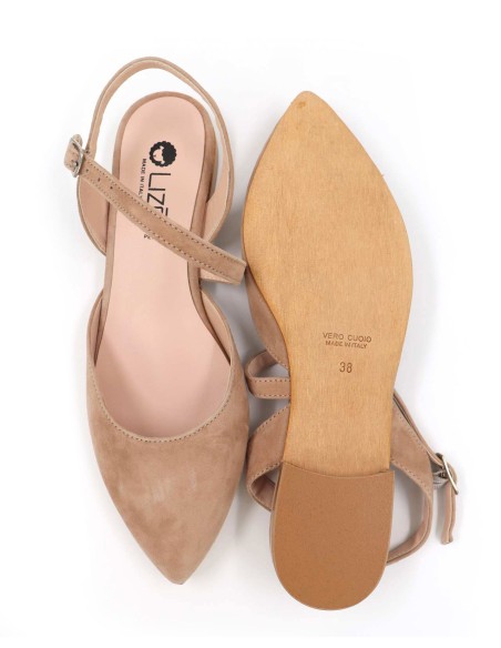 SLINGBACK IN CAMOSCIO CON FONDO CUOIO "DELIGHT"