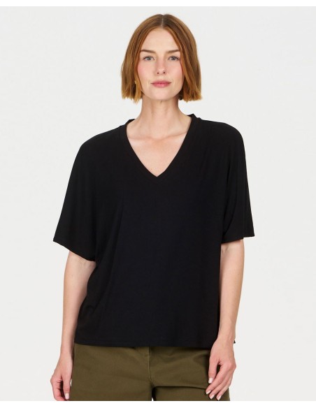 T-SHIRT CON SCOLLO A "V" IN MODAL "DHALIA"
