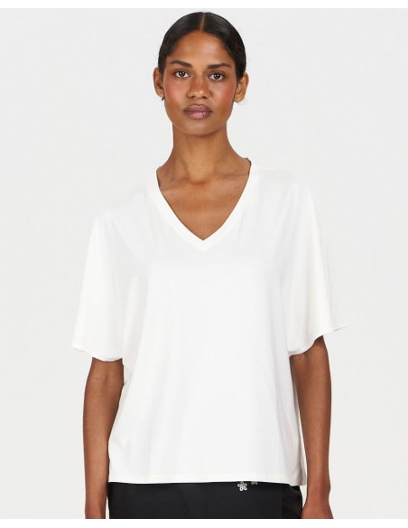 T-SHIRT CON SCOLLO A "V" IN MODAL "DHALIA"