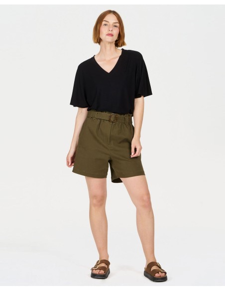 T-SHIRT CON SCOLLO A "V" IN MODAL "DHALIA"