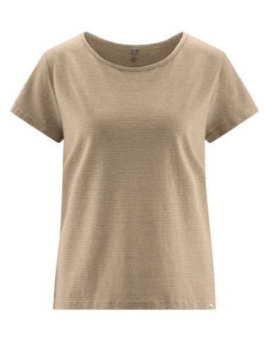T-SHIRT IN CANAPA E COTONE BIOLOGICO A RIGHE SOTTILI