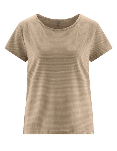 T-SHIRT IN CANAPA E COTONE BIOLOGICO A RIGHE SOTTILI