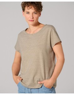 T-SHIRT IN CANAPA E COTONE BIOLOGICO A RIGHE SOTTILI