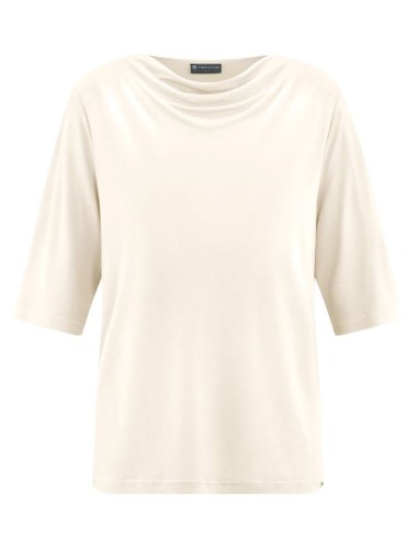 BLUSA CON SCOLLO A CASCATA IN CANAPA E LYOCELL