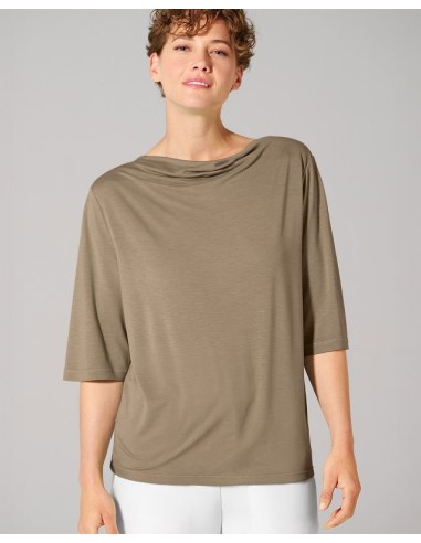 BLUSA CON SCOLLO A CASCATA IN CANAPA E LYOCELL