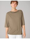 BLUSA CON SCOLLO A CASCATA IN CANAPA E LYOCELL