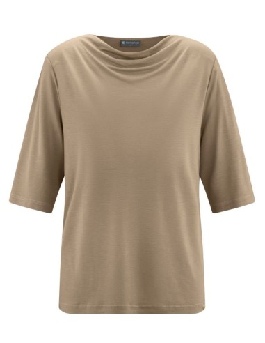 BLUSA CON SCOLLO A CASCATA IN CANAPA E LYOCELL