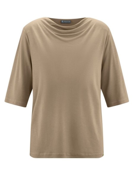 BLUSA CON SCOLLO A CASCATA IN CANAPA E LYOCELL