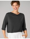 BLUSA CON SCOLLO A CASCATA IN CANAPA E LYOCELL
