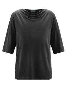 BLUSA CON SCOLLO A CASCATA IN CANAPA E LYOCELL 2