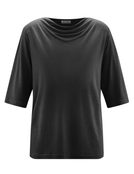 BLUSA CON SCOLLO A CASCATA IN CANAPA E LYOCELL