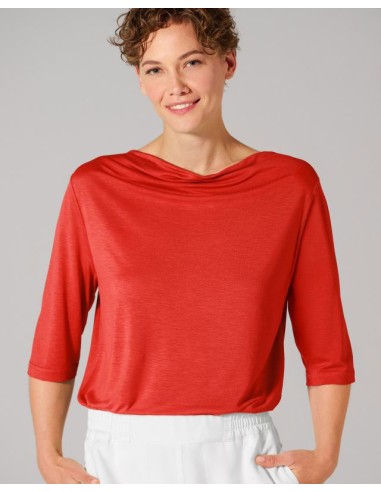 BLUSA CON SCOLLO A CASCATA IN CANAPA E LYOCELL