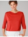 BLUSA CON SCOLLO A CASCATA IN CANAPA E LYOCELL