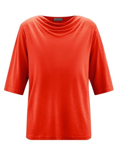 BLUSA CON SCOLLO A CASCATA IN CANAPA E LYOCELL