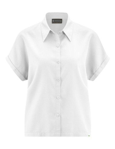 CAMICIA DONNA MANICA CORTA IN CANAPA E LYOCELL