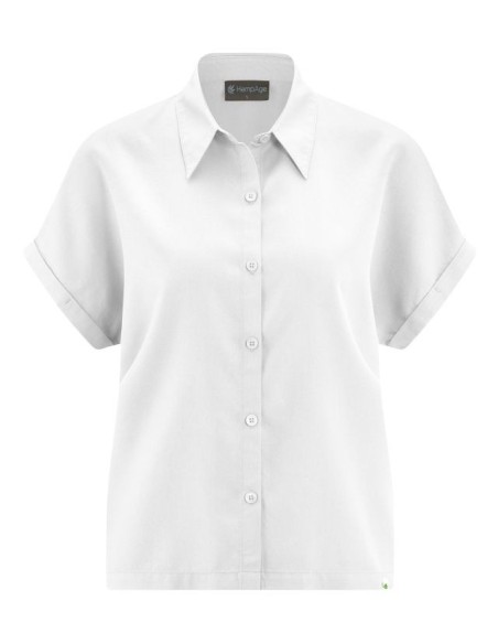 CAMICIA DONNA MANICA CORTA IN CANAPA E LYOCELL