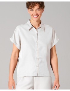CAMICIA DONNA MANICA CORTA IN CANAPA E LYOCELL