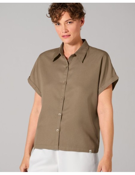 CAMICIA DONNA MANICA CORTA IN CANAPA E LYOCELL