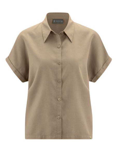 CAMICIA DONNA MANICA CORTA IN CANAPA E LYOCELL