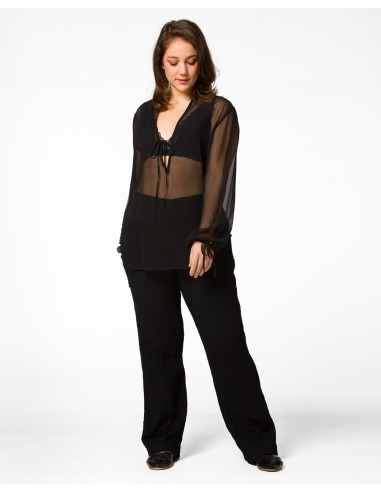 BLUSA SCOLLO A V IN PURA SETA CHIFFON "SIBILLA"