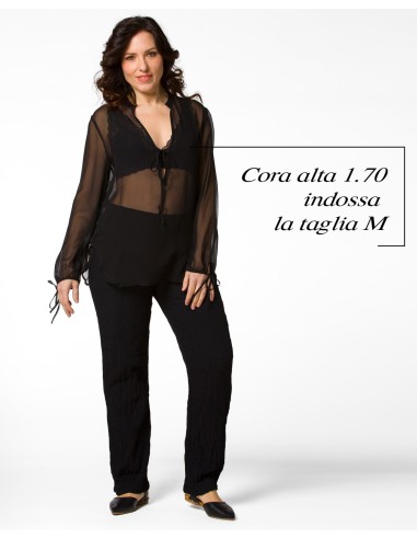 BLUSA SCOLLO A V IN PURA SETA CHIFFON "SIBILLA"