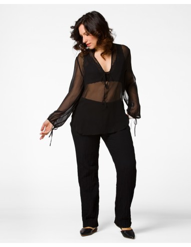 BLUSA SCOLLO A V IN PURA SETA CHIFFON "SIBILLA"