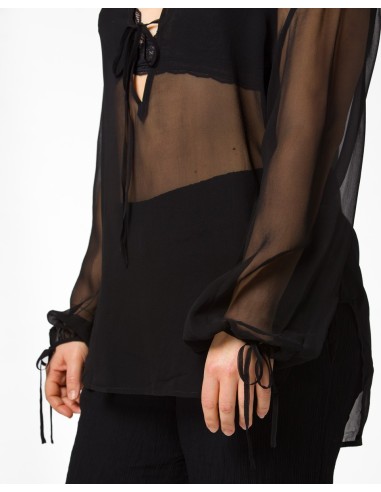 BLUSA SCOLLO A V IN PURA SETA CHIFFON "SIBILLA"