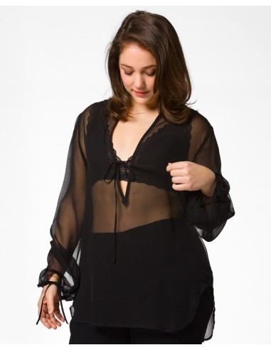 BLUSA SCOLLO A V IN PURA SETA CHIFFON "SIBILLA"