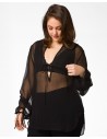 BLUSA SCOLLO A V IN PURA SETA CHIFFON "SIBILLA"
