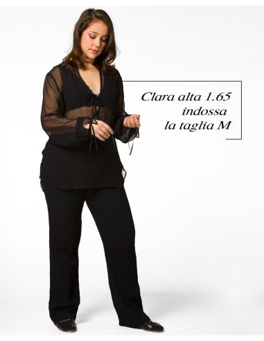 BLUSA SCOLLO A V IN PURA SETA CHIFFON "SIBILLA"