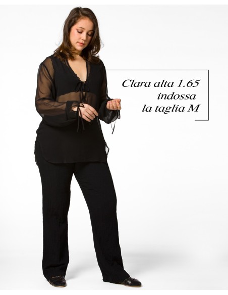 BLUSA SCOLLO A V IN PURA SETA CHIFFON "SIBILLA"