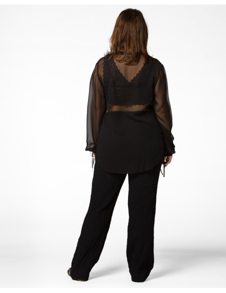 BLUSA SCOLLO A V IN PURA SETA CHIFFON "SIBILLA"