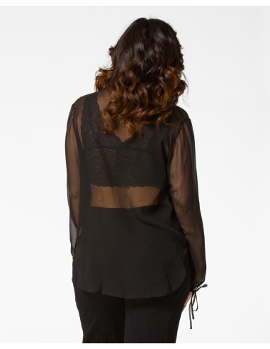BLUSA SCOLLO A V IN PURA SETA CHIFFON "SIBILLA"