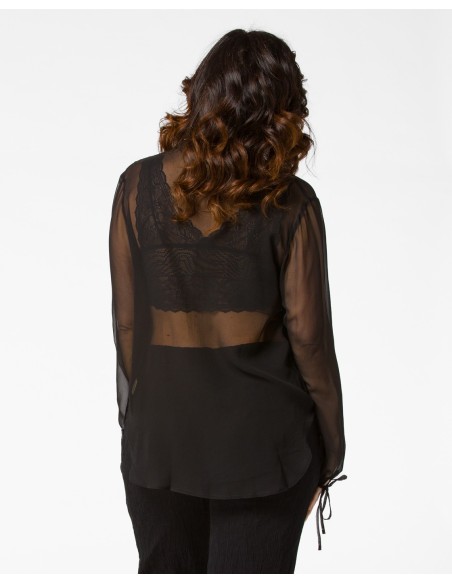 BLUSA SCOLLO A V IN PURA SETA CHIFFON "SIBILLA"