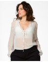 BLUSA SCOLLO A V IN PURA SETA CHIFFON "SIBILLA"