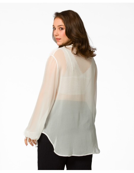 BLUSA SCOLLO A V IN PURA SETA CHIFFON "SIBILLA"